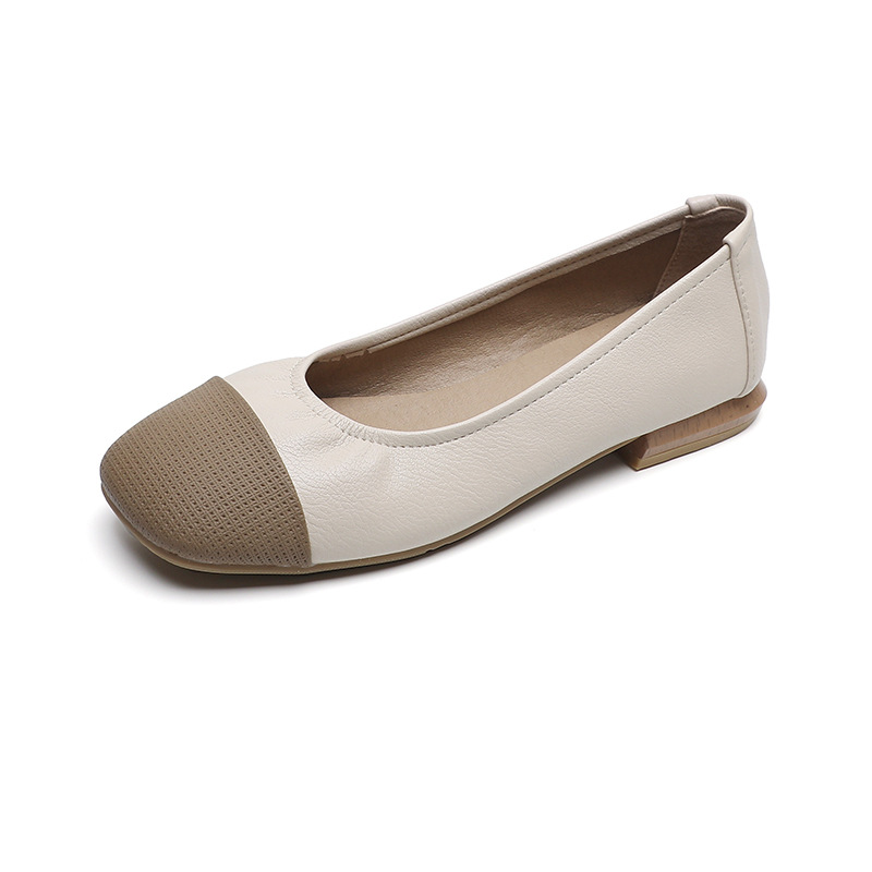 Work Shoes Square Toe Flat Shoes, Spring and Autumn New Style Shallow Mouth Soft Sole Large Size