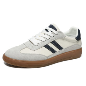 Casual Sneakers, Breathable Lace-Up Leather Walking Shoes Comfortable Fashion Sneakers for Men Daily Work