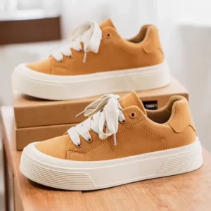 orange casual sneakers Thick Sole Skate Shoes real shot image